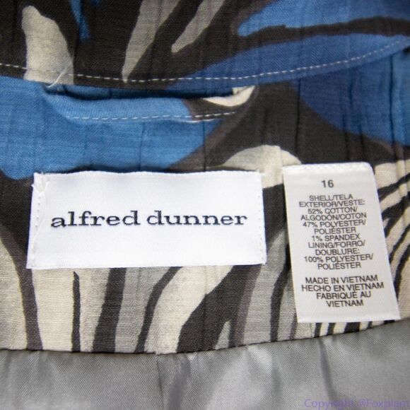 Afred Dunner women's cotton blend floral print zip up blazer jacket, size 16 - Picture 16 of 16